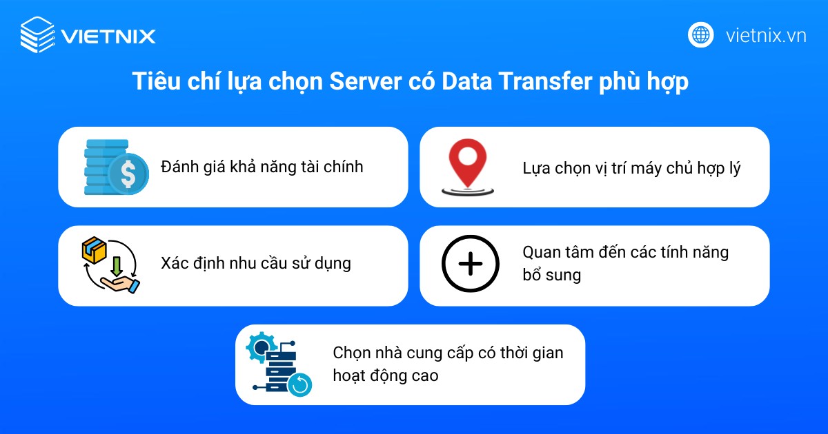 Tiêu chí lựa chọn Server có Data Transfer phù hợp