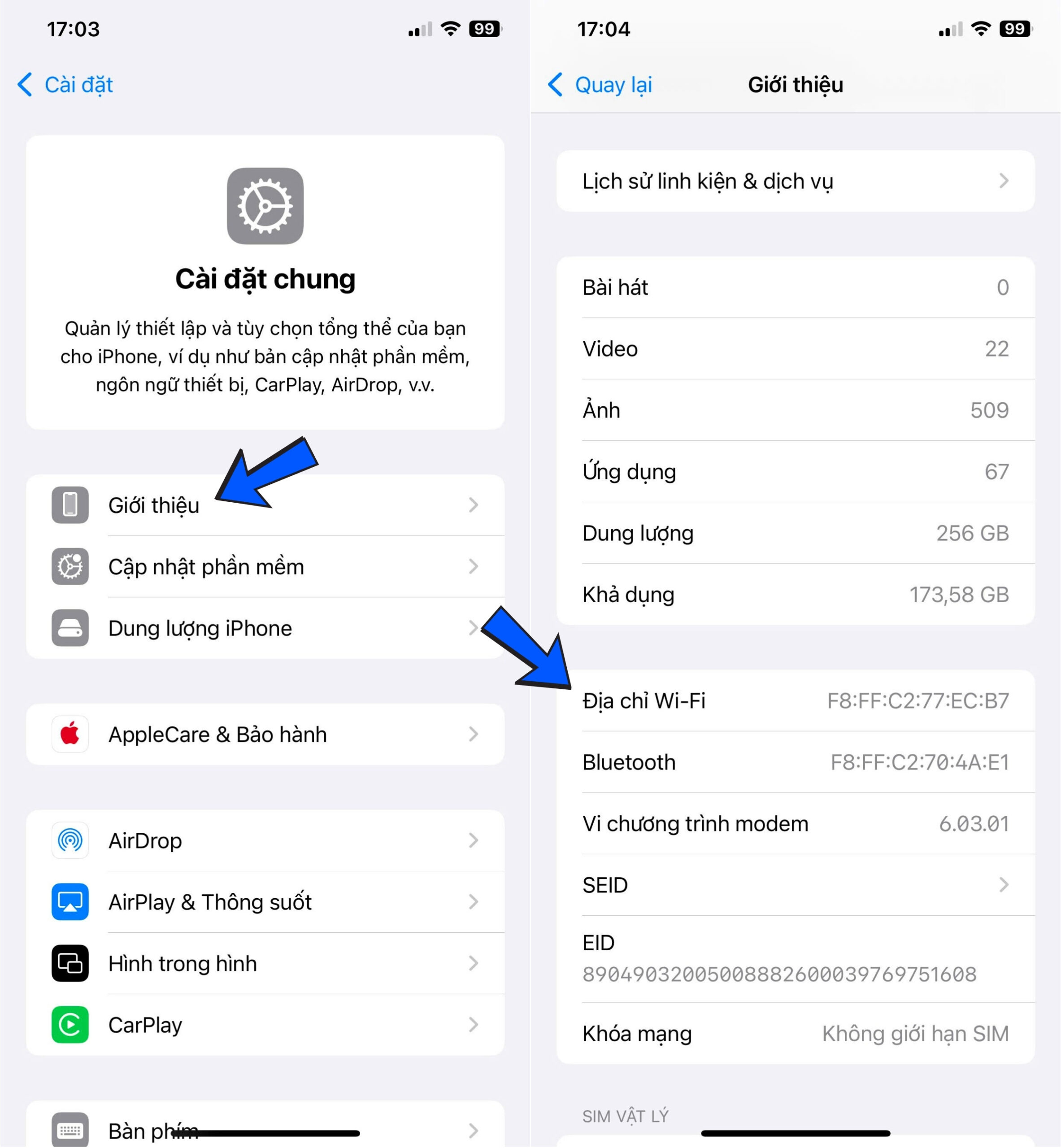 Kiểm tra địa chỉ MAC trên iPhone
