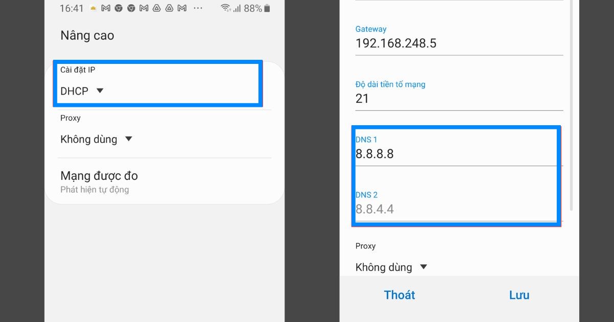 DNS Google là gì? Hướng dẫn đổi DNS Google trên máy tính và điện thoại chi tiết 38 Bạn cần chọn DHCP. Tiếp tục, nhập DNS 1 và 2 vào các trường