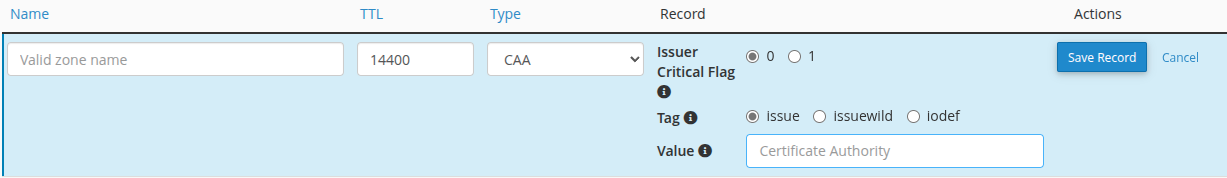 Cách thêm bản ghi CAA vào cPanel
