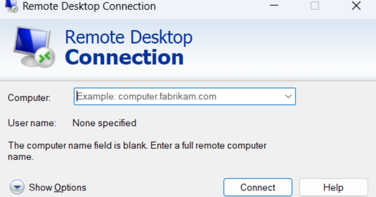 Bạn mở ứng dụng Remote Desktop Connection