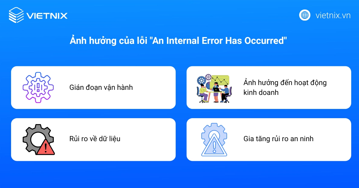 Ảnh hưởng của lỗi "An Internal Error Has Occurred" 