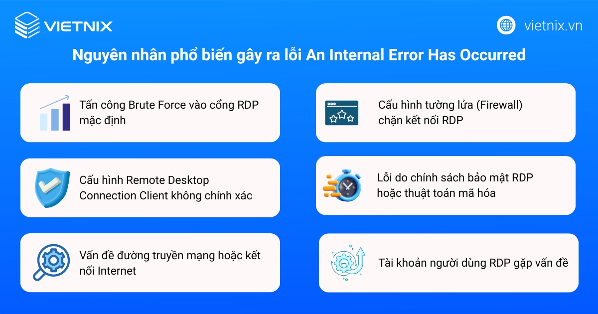 Nguyên nhân phổ biến gây ra lỗi "An Internal Error Has Occurred"