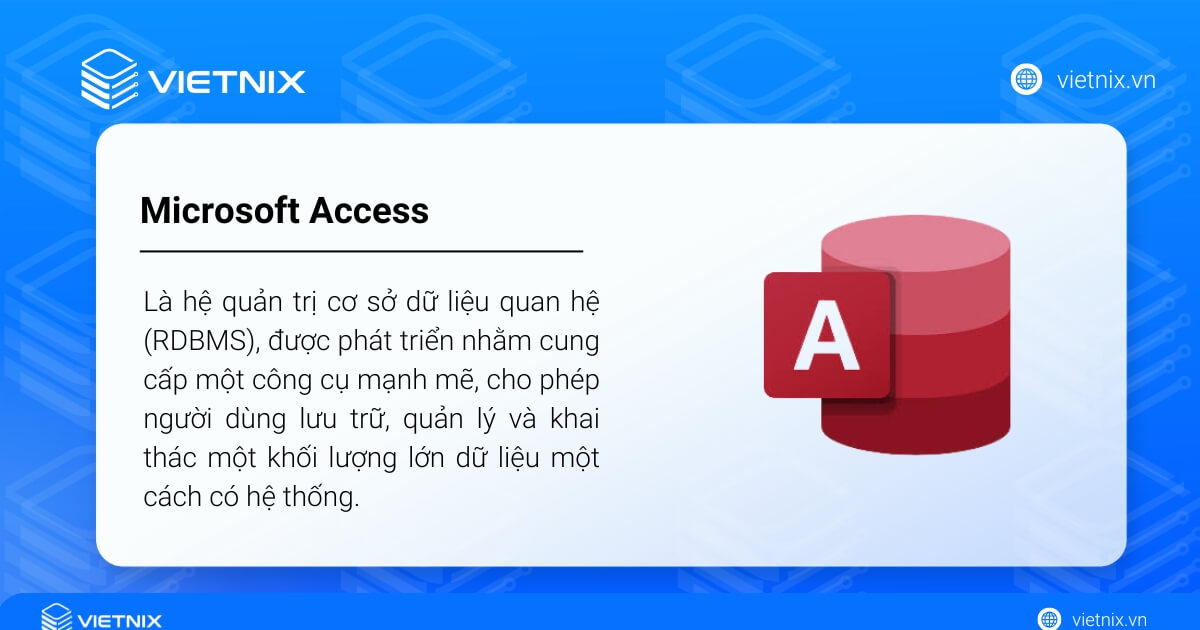 Microsoft Access là một phần của bộ ứng dụng văn phòng Microsoft Office (phiên bản Professional trở lên).