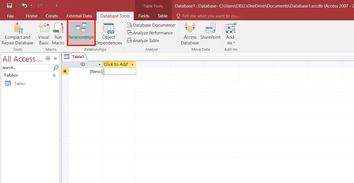 Bạn cần thiết lập các mối quan hệ (Relationship)