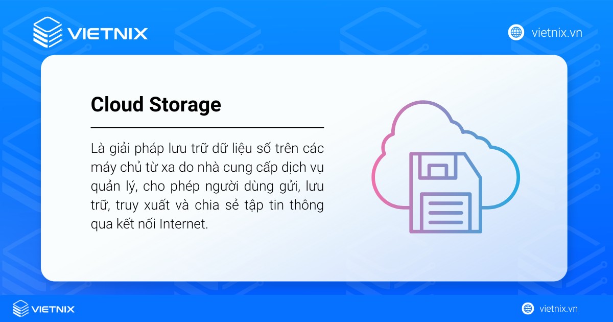 Cloud Storage là giải pháp lưu trữ dữ liệu số trên các máy chủ từ xa