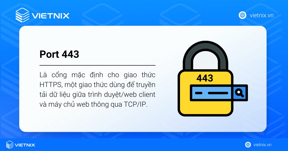 Port 443 là cổng mặc định cho giao thức HTTPS