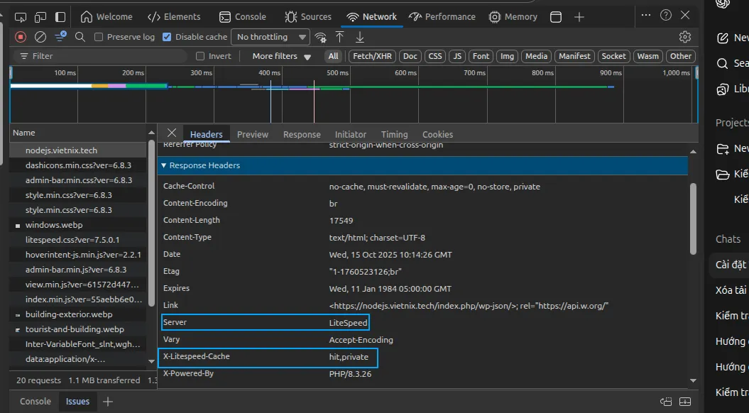 Kiểm tra response header