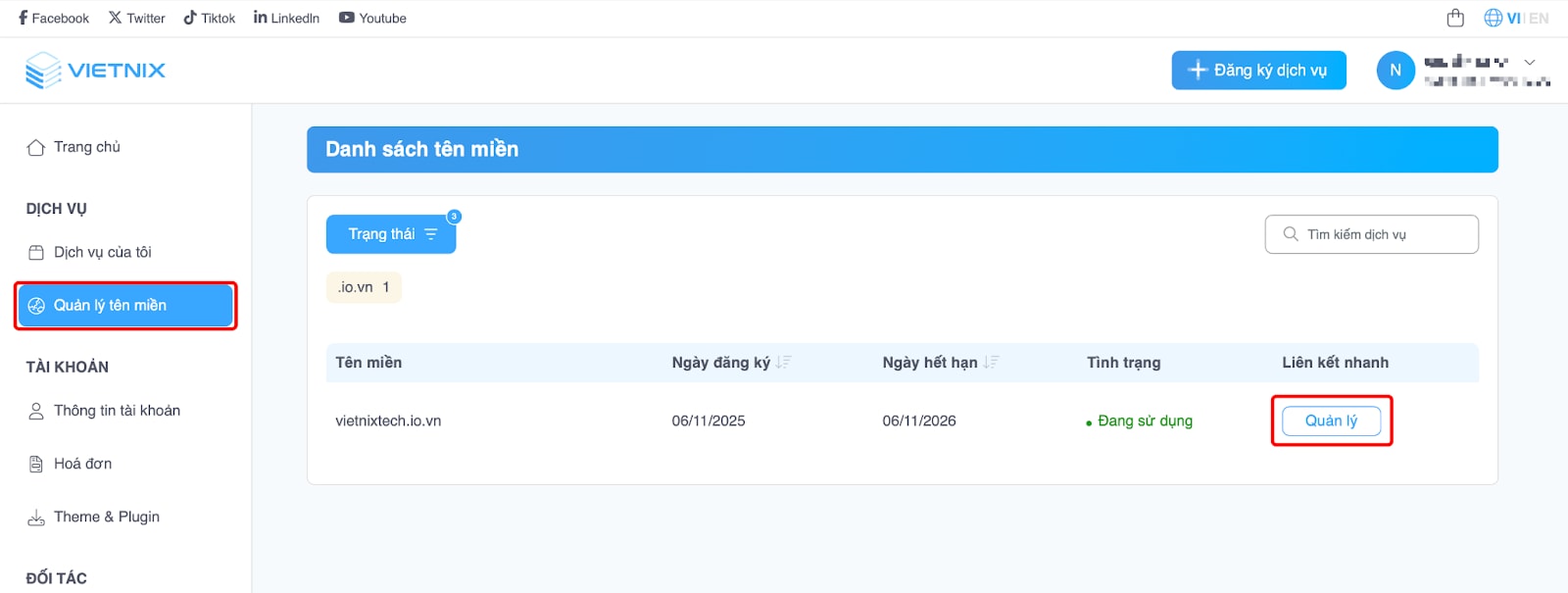 MX Record là gì? Hướng dẫn cấu hình và kiểm tra chi tiết từ A đến Z 26 Chọn Quản lý tên miền