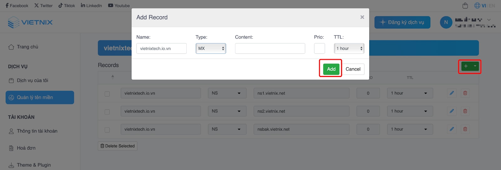 MX Record là gì? Hướng dẫn cấu hình và kiểm tra chi tiết từ A đến Z 28 Thêm bản ghi