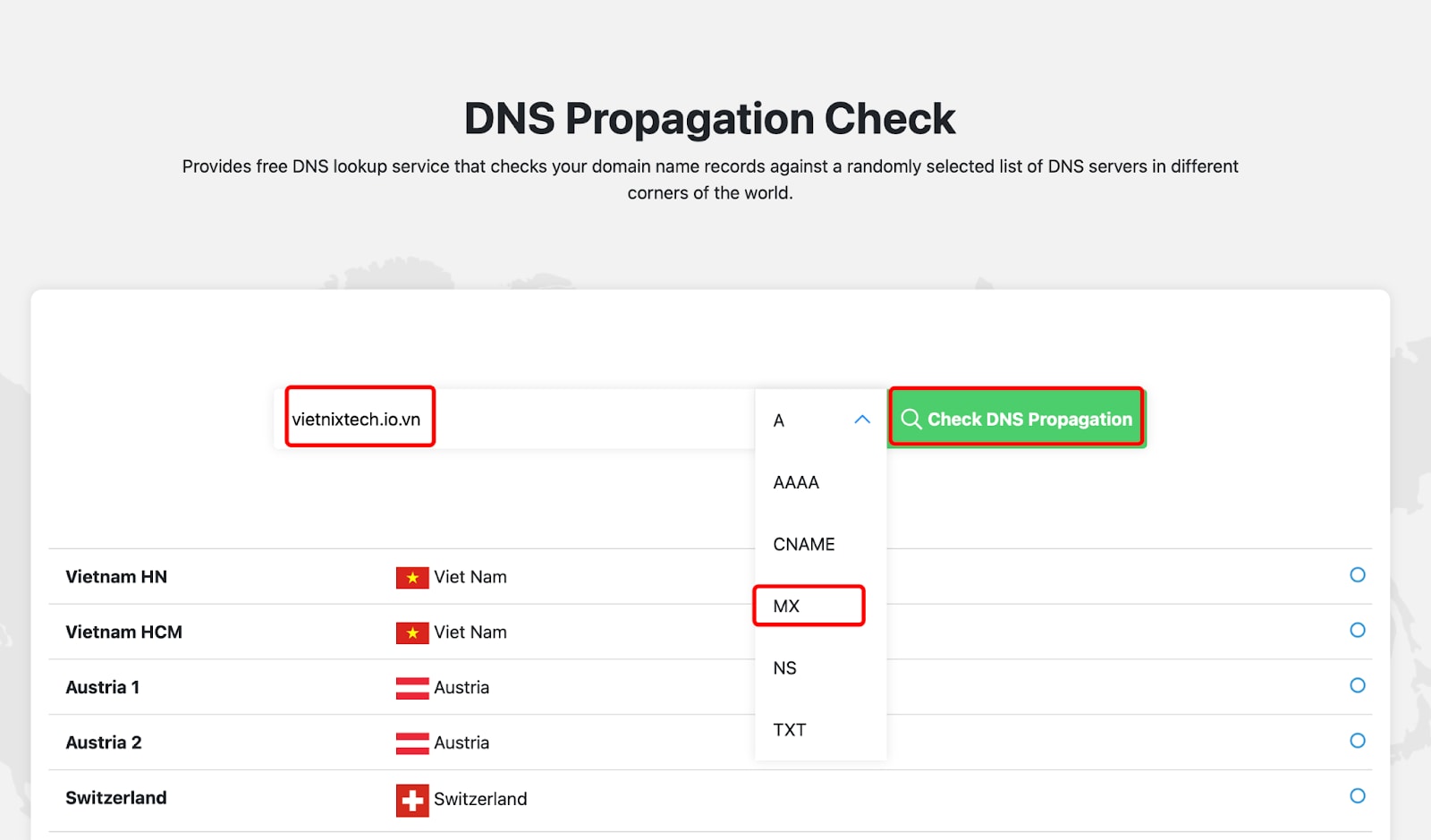 MX Record là gì? Hướng dẫn cấu hình và kiểm tra chi tiết từ A đến Z 30 Nhấn Check DNS Propagation