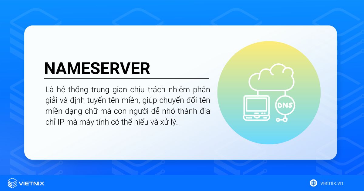 Nameserver là hệ thống trung gian chịu trách nhiệm phân giải và định tuyến tên miền