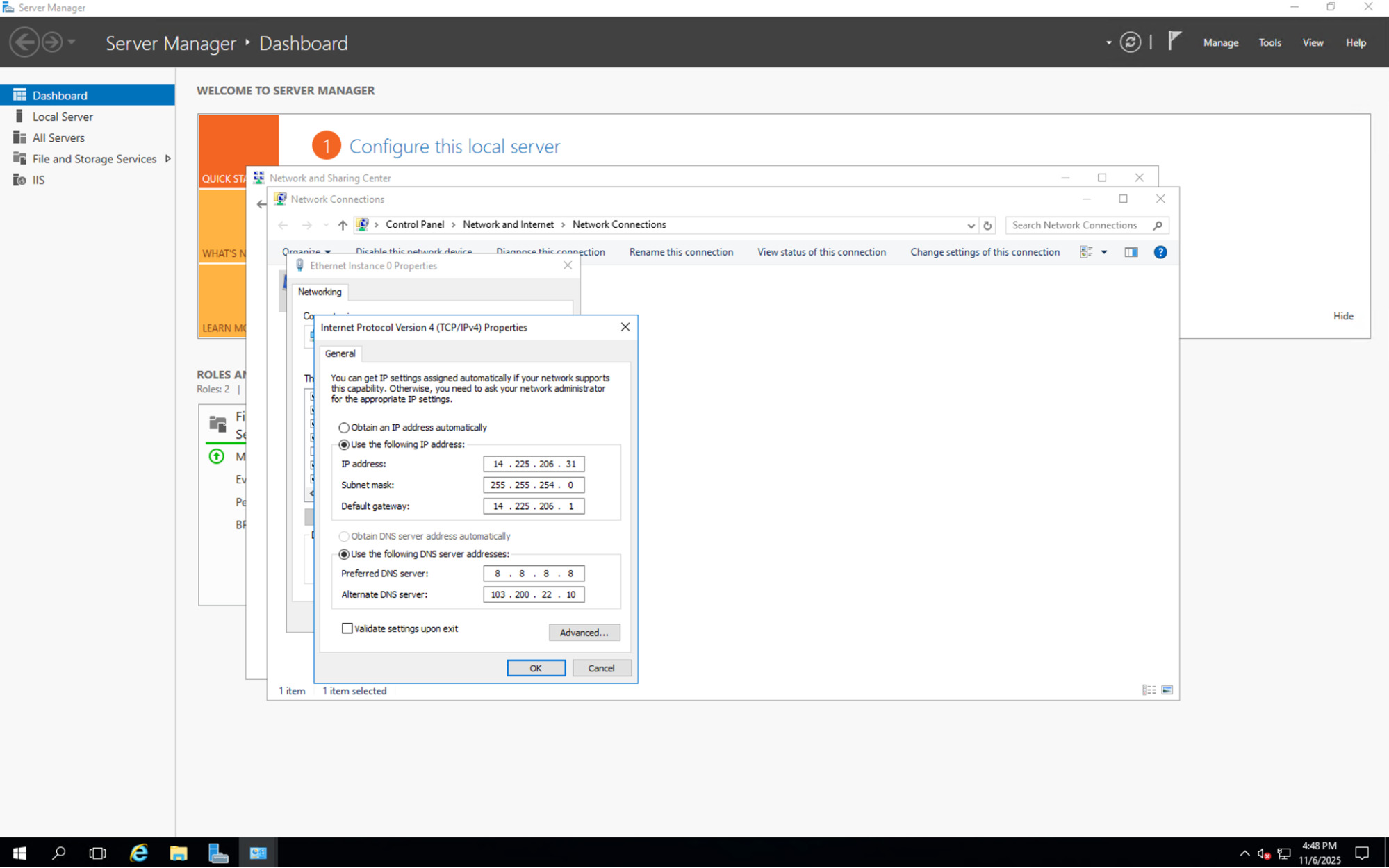 Cấu hình Network Properties