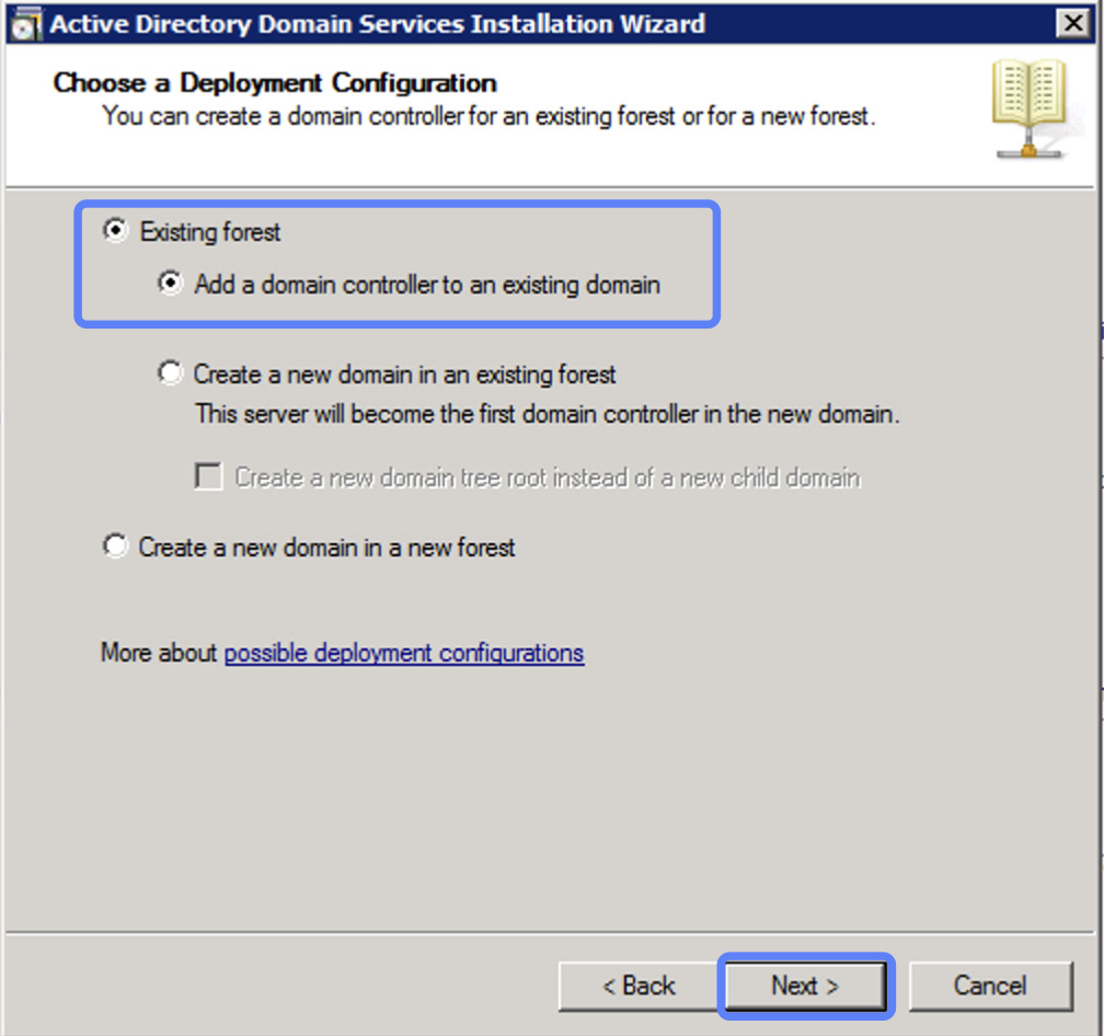Chọn vào Existing Forest, Add A Domain Controller To An Existing Domain
