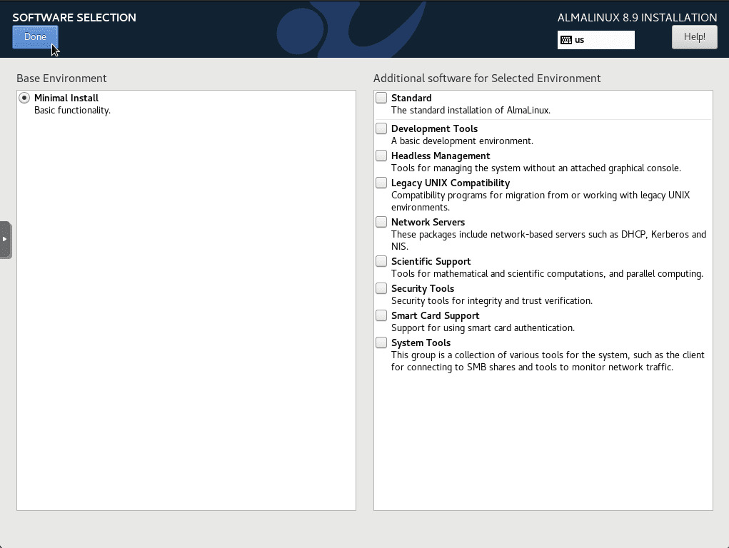 Chọn Minimal Install