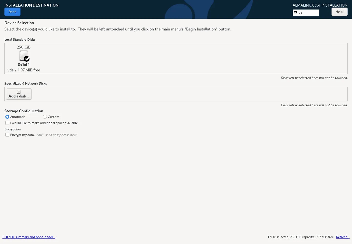 Chọn chế độ Automatic để hệ thống tự động phân vùng