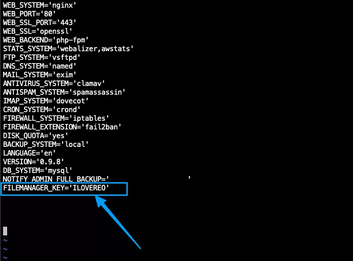 Thêm code vào file config để bật File Manager trên VestaCP