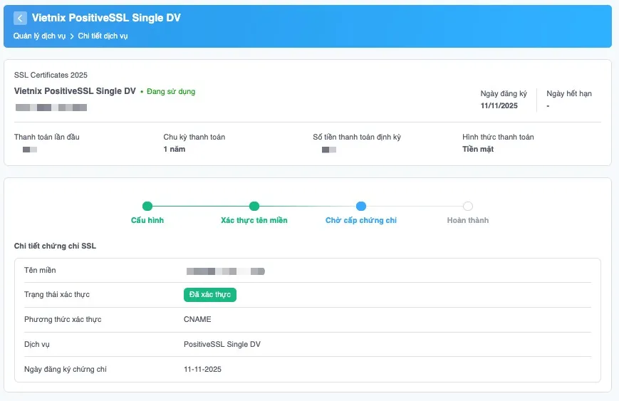 Hoàn thành xác thực