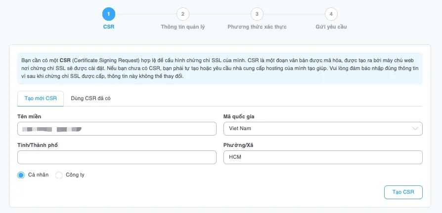 Hệ thống tự tạo CSR