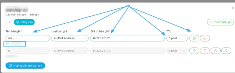 Điền thông tin bản ghi