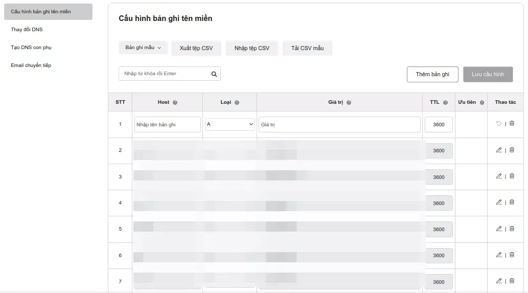 Thêm hoặc chỉnh sửa bản ghi DNS