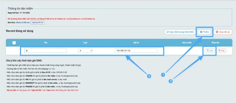 Thêm bản ghi mới
