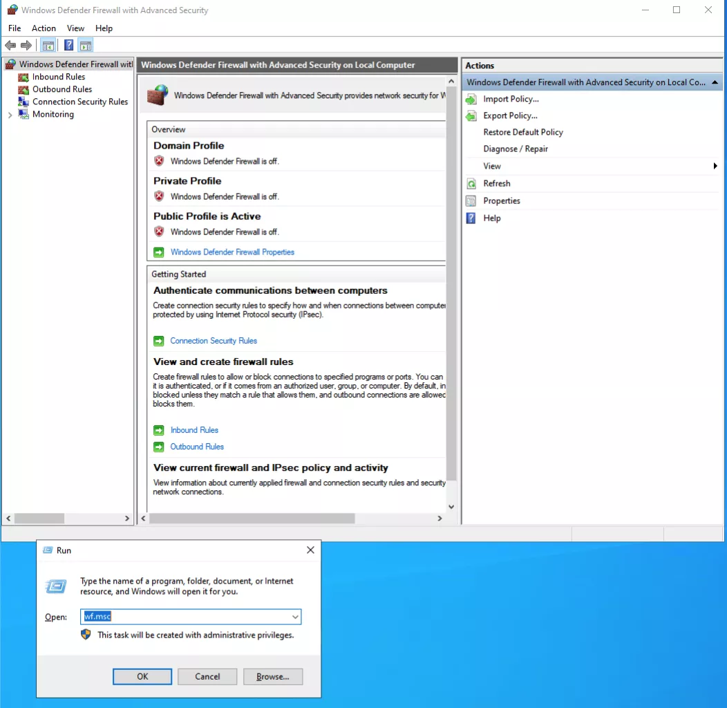 Hướng dẫn các bước chặn IP bằng Windows Firewall chi tiết 19 Mở Windows Defender Firewall with Advanced Security