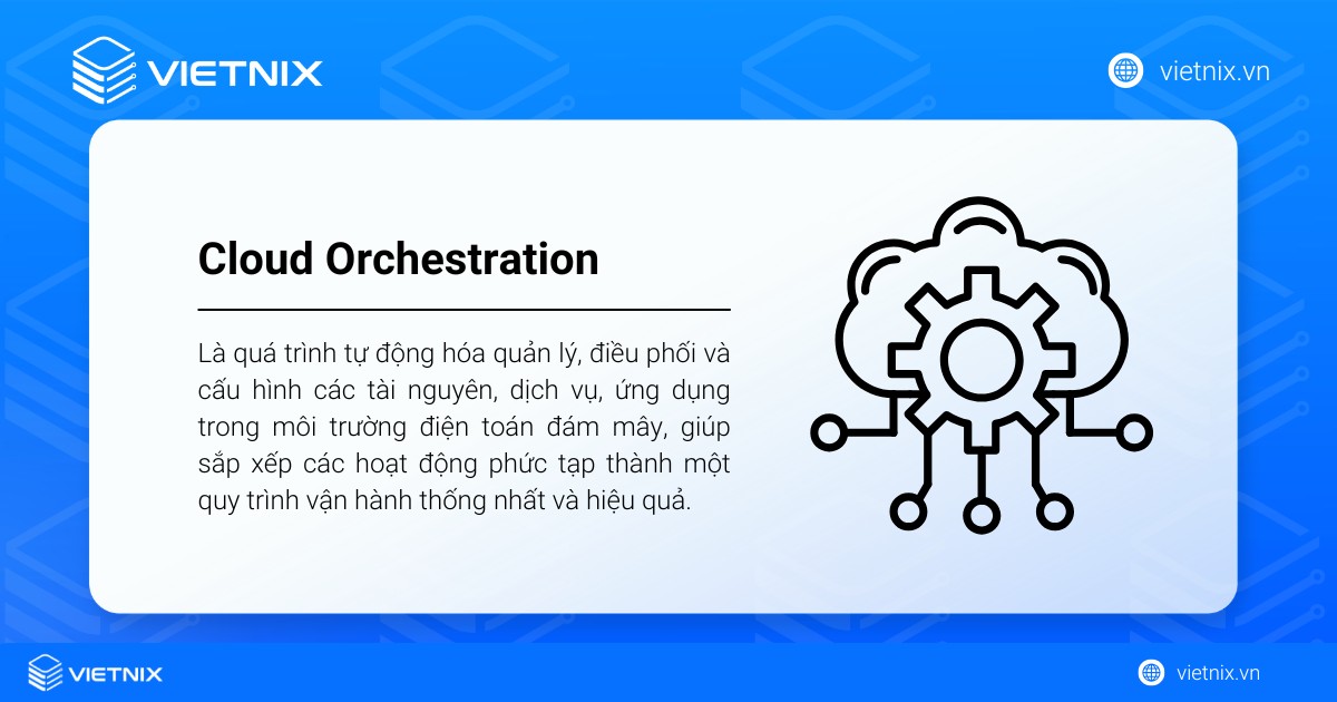 Cloud Orchestration là gì? Lợi ích và các phương pháp triển khai 35 Cloud Orchestration là quá trình tự động hóa quản lý, cấu hình các tài nguyên, dịch vụ trong môi trường điện toán đám mây