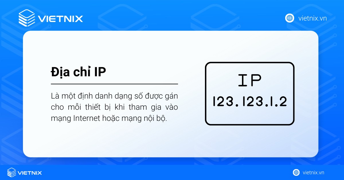 Địa chỉ IP là định danh dạng số được gán cho mỗi thiết bị khi tham gia vào mạng Internet