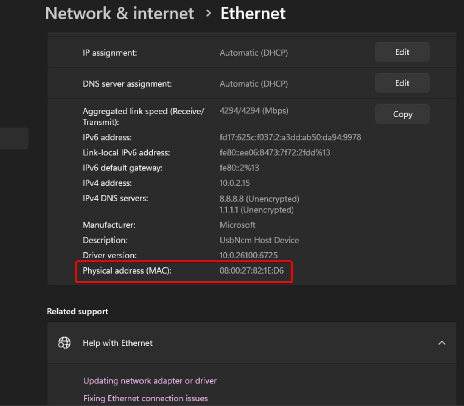 Kiểm tra địa chỉ MAC