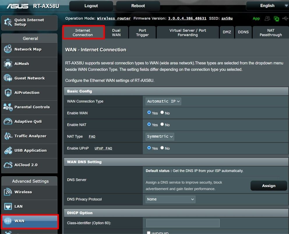 Vào mục thiết lập WAN trong phần cài đặt