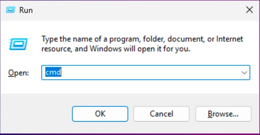Nhập cmd và nhấn Enter