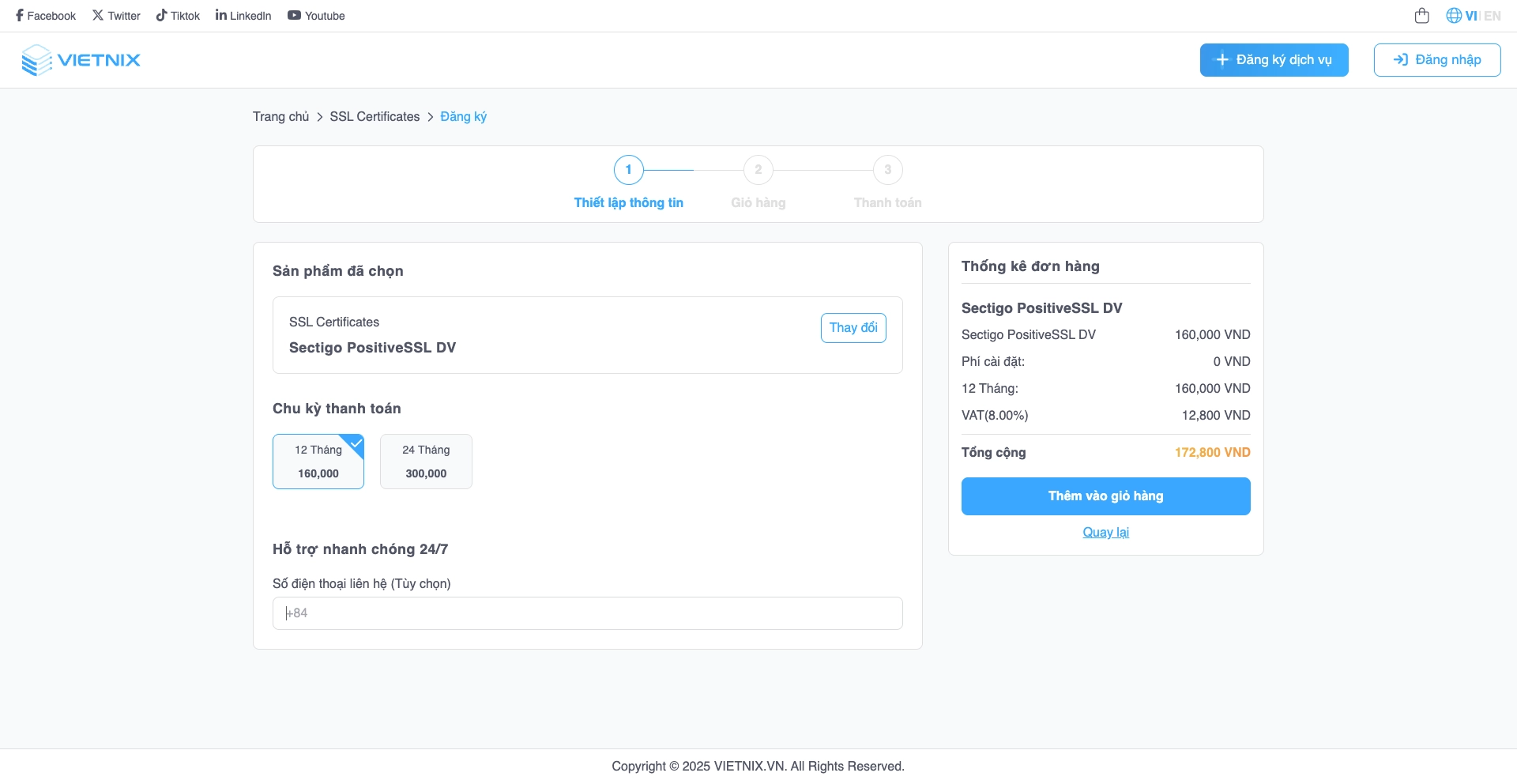 Nhấn Thêm vào giỏ hàng