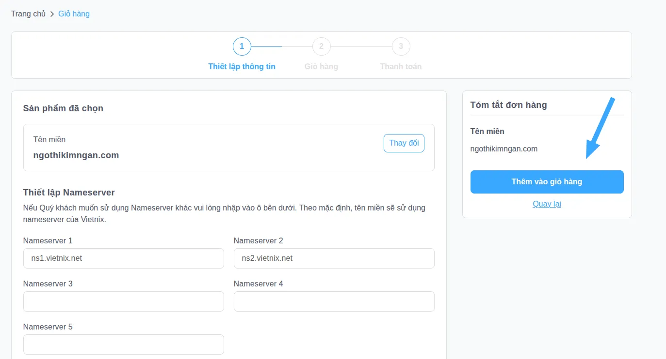 Chọn thêm vào giỏ hàng