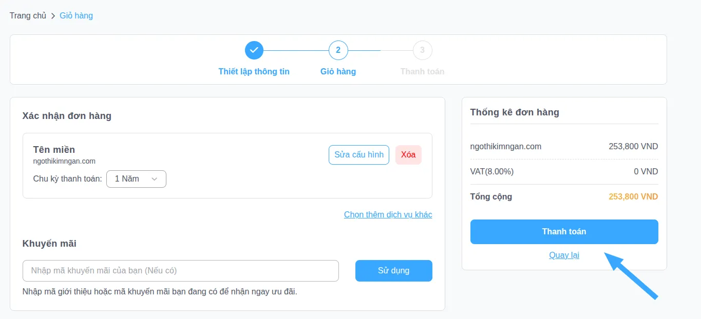 Nhấn chọn thanh toán