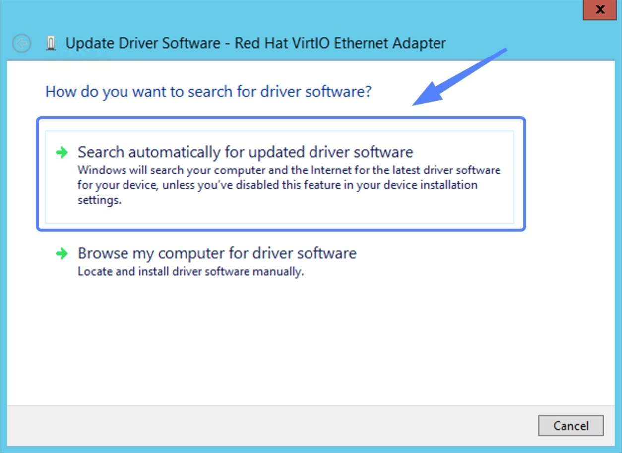 Bạn chọn Search automatically for drivers, Windows sẽ tự động tìm kiếm, tải xuống và cài đặt phiên bản trình điều khiển mới nhất nếu có