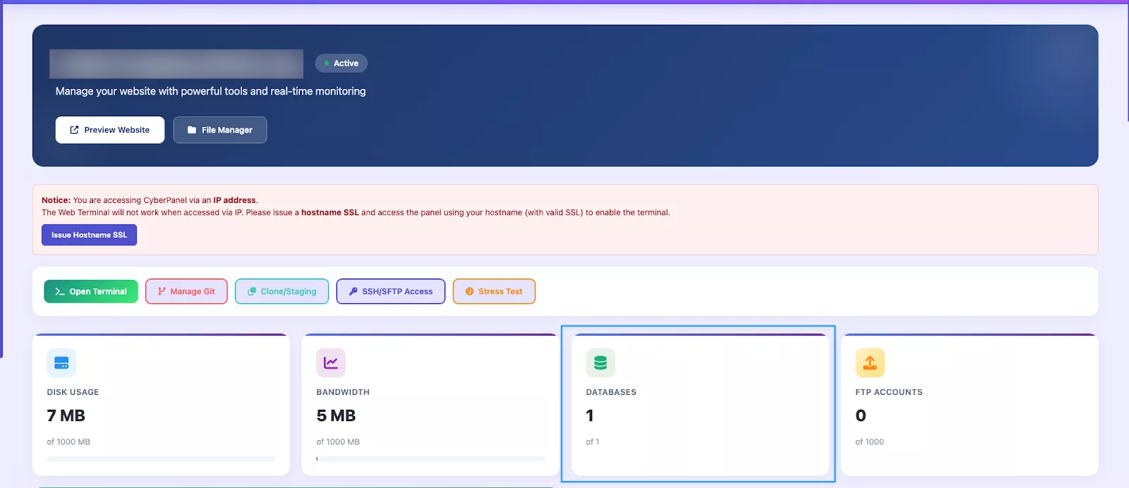 Danh sách database của website 