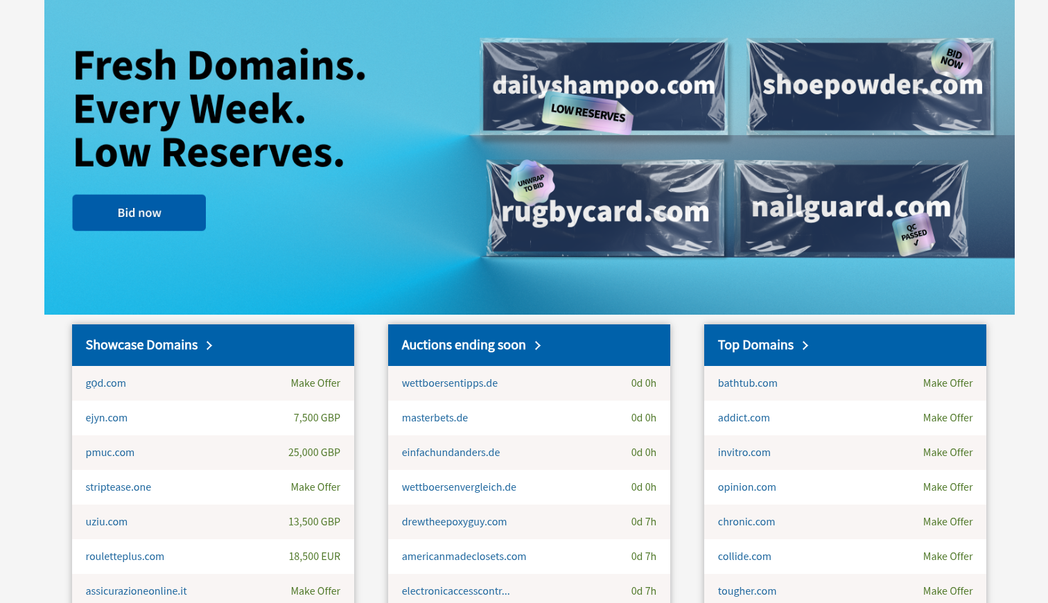 Đấu giá tên miền tại Sedo