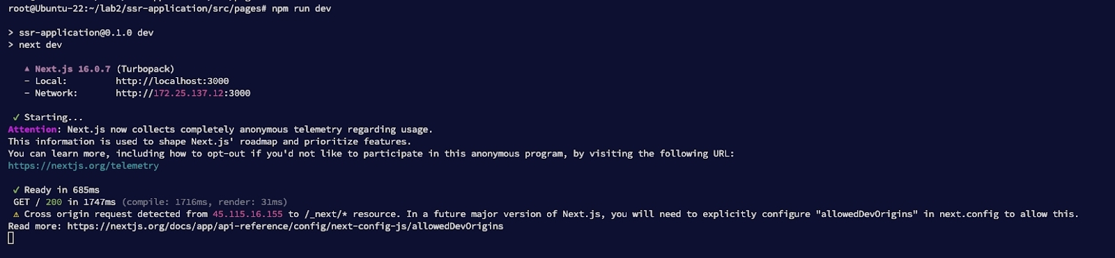 Giao diện log chạy