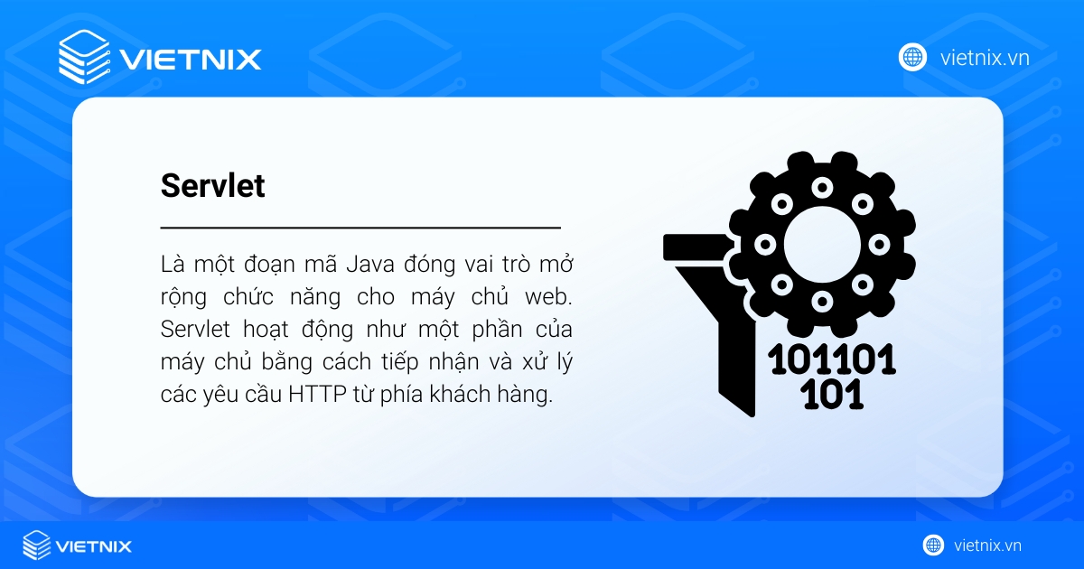 Servlet là gì? Toàn bộ kiến thức cần biết về Servlet trong Java 16 Servlet là một đoạn mã Java đóng vai trò mở rộng chức năng cho máy chủ web