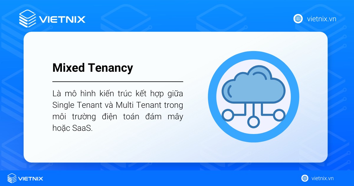 Mixed Tenancy là mô hình kiến trúc kết hợp giữa Single Tenant và Multi Tenant 