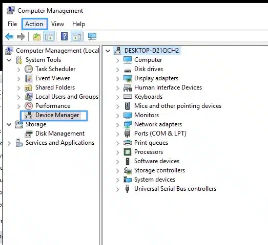 Chọn vào tab Action