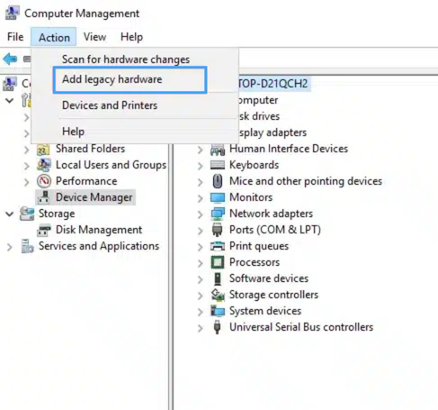 Chọn tiếp Add legacy hardware
