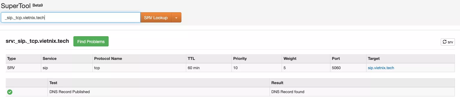 Website kiểm tra bản ghi SRV