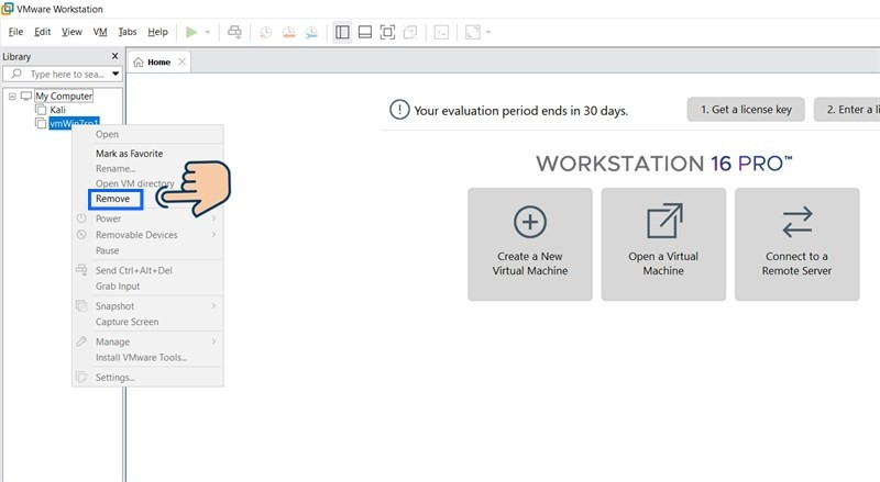 Hướng dẫn cách xóa máy ảo trong VMware giải phóng hoàn toàn dung lượng 14 Bạn click chuột phải vào máy ảo cần xóa, chọn Remove