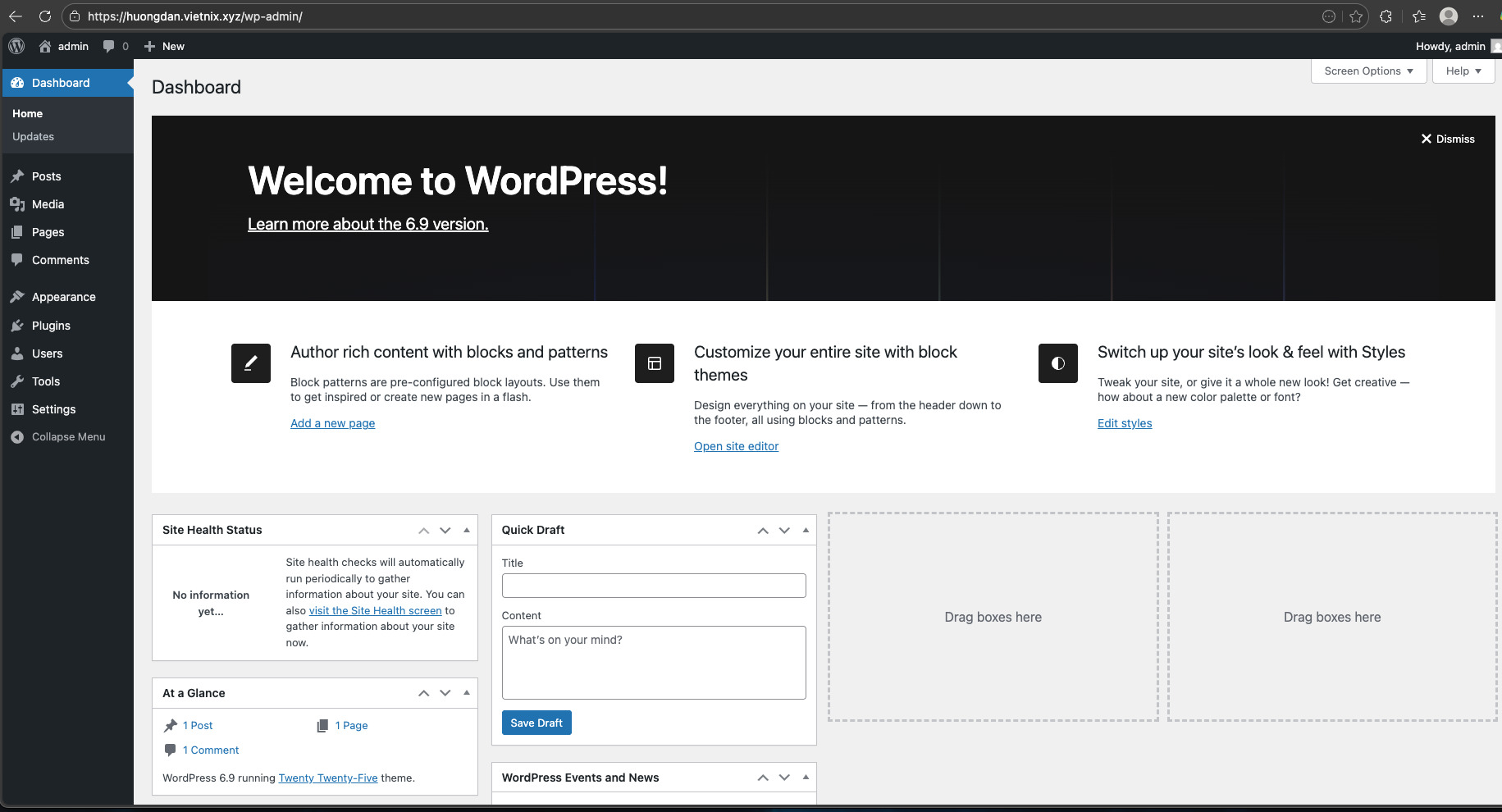 Đăng nhập vào trang quản trị và cấu hình