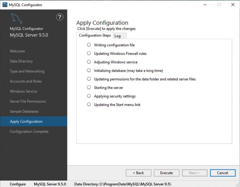 Chọn Execute để áp dụng toàn bộ cấu hình