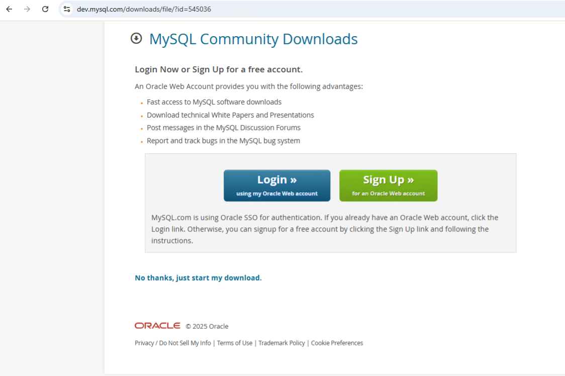 Có thể đăng nhập hoặc đăng ký tài khoản Web Oracle