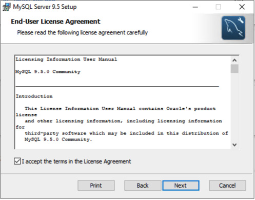 Đánh dấu vào ô chấp nhận và nhấp Next để tiếp tục