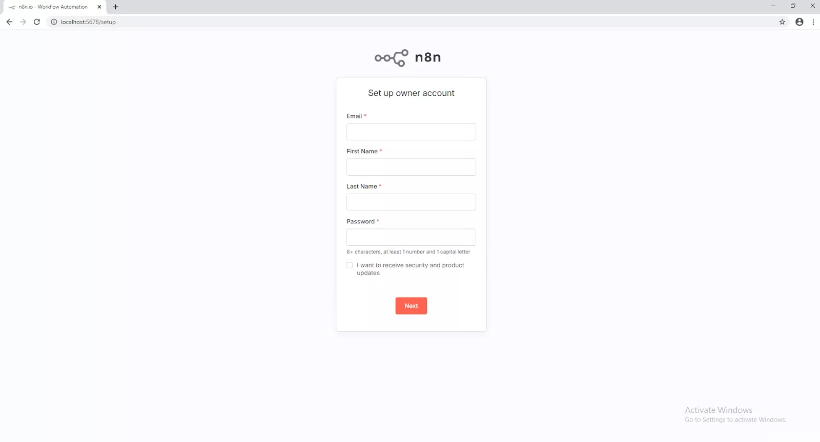 Thiết lập tài khoản chủ sở hữu